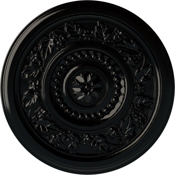 Ekena Millwork Marseille Ceiling Medallion (Fits Canopies up to 4 1/4"), Hnd-Painted Black Pearl, 16 1/8"OD x 5/8"P CM16MABPS - main